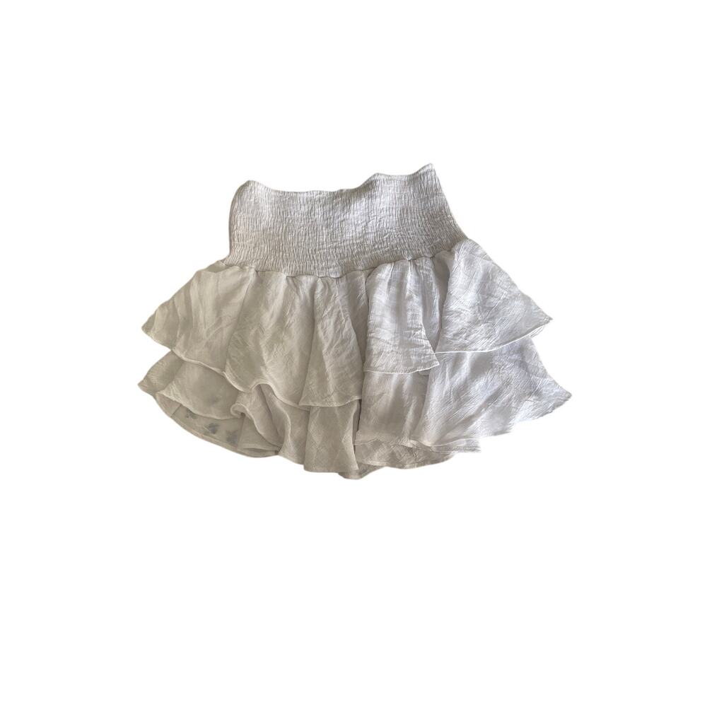 Adika white ruffle mini skirt